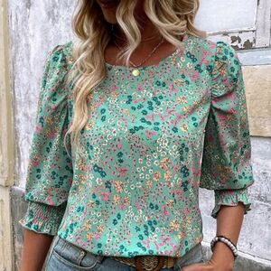 Floral Green Women's Top